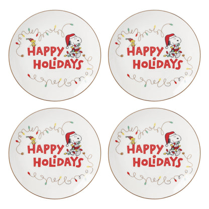 Lenox 896321 Snoopy Christmas Accent Plates, Set of 4, Holiday Dinnerware