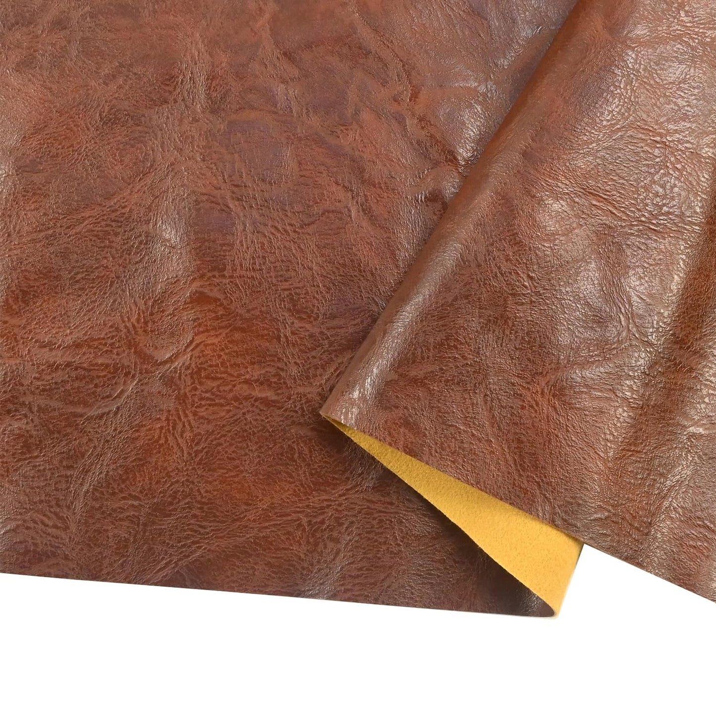 250cm x 140cm （98 x 54 Inch） Soft Leather Fabric - Faux Leather Fabric -1mm Thick for Upholstery - DIY Crafts - Brown Crazy Horse Distress