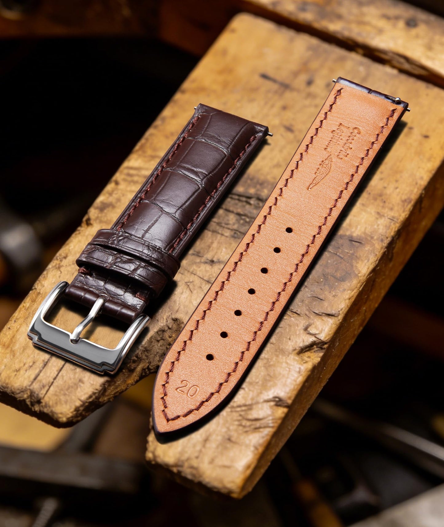 BINLUN Alligator Leather Watch Band Crocodile Grain Leather Watch Straps Quick Release Replacment Classic Vintage Genuine Leather Watch bands for Men Women 21mm Brown with Silver Buckle