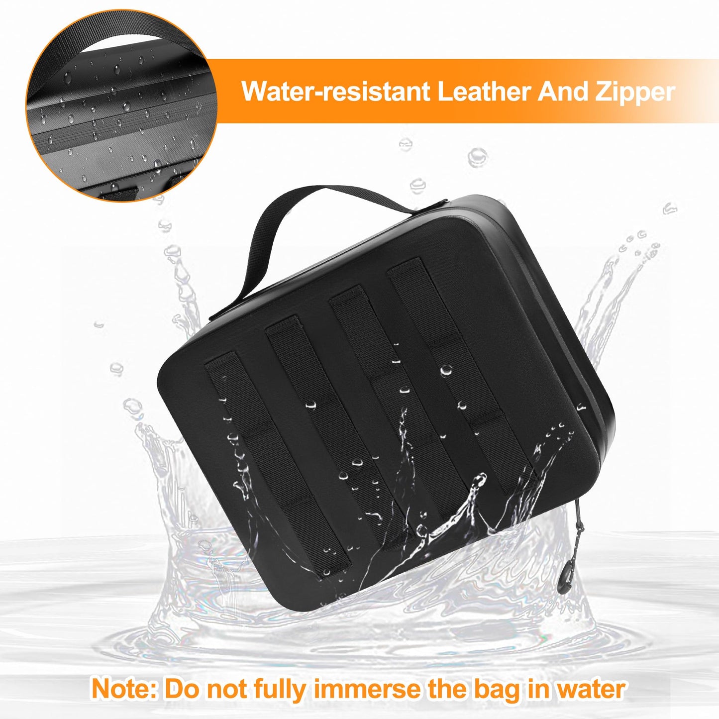 GRAOSO Water-resistant Utility Pouch, Multi-Purpose Tool Bag for Electronic, First Aid, Durable Leather Thermocompression Design, with Removable Binder and Divider, Black