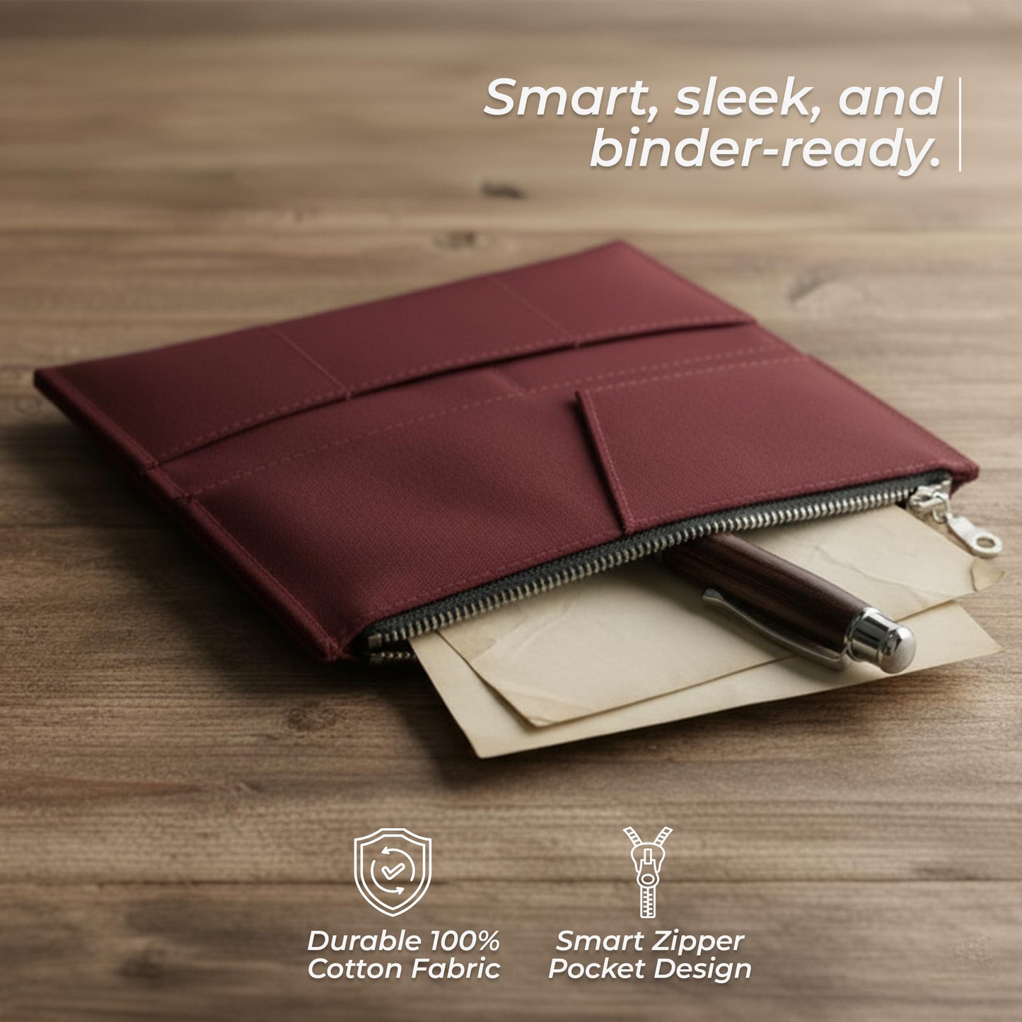 WANDERINGS Zipper Case Card Sleeve Holder Travelers Journal Accessory for Refillable Travel Journals - A5 Size - 5.25" x 8.25" - Durable 100% Cotton Fabric Planner Accessories Case