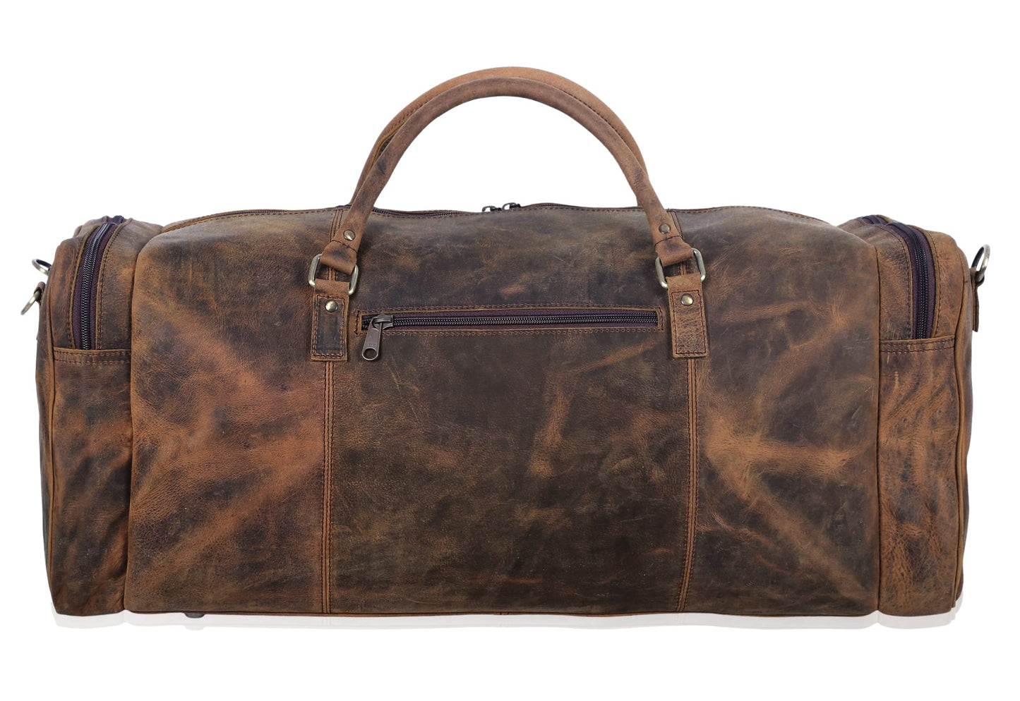 KomalC 28 inch Duffel Bag Travel Sports Overnight Weekend Leather Duffle Bag for Gym Sports Cabin Holdall bag (Distressed Brown)