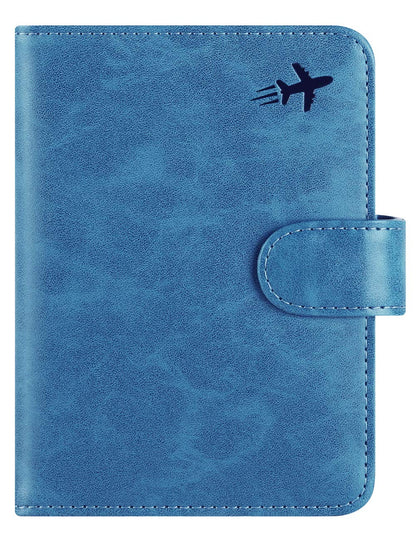 Passport Holder Cover Wallet RFID Blocking Leather Card Case Travel Accessories for Women Men (#Blue)