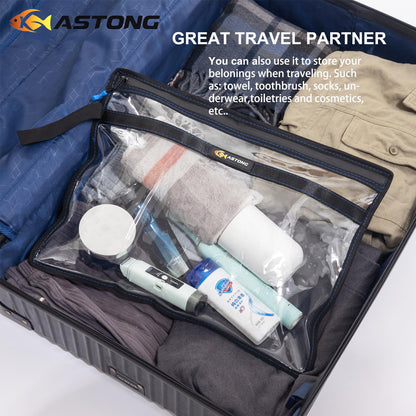 KASTONG 2 Layer Water-resistant Fishing Bait PVC Clear Storage Bag BaitShield Tackle Bag Storage for Bait Tackle Lures Soft Plastics and Fishing Gear Large Capacity 2 Size (4Pcs Medium)