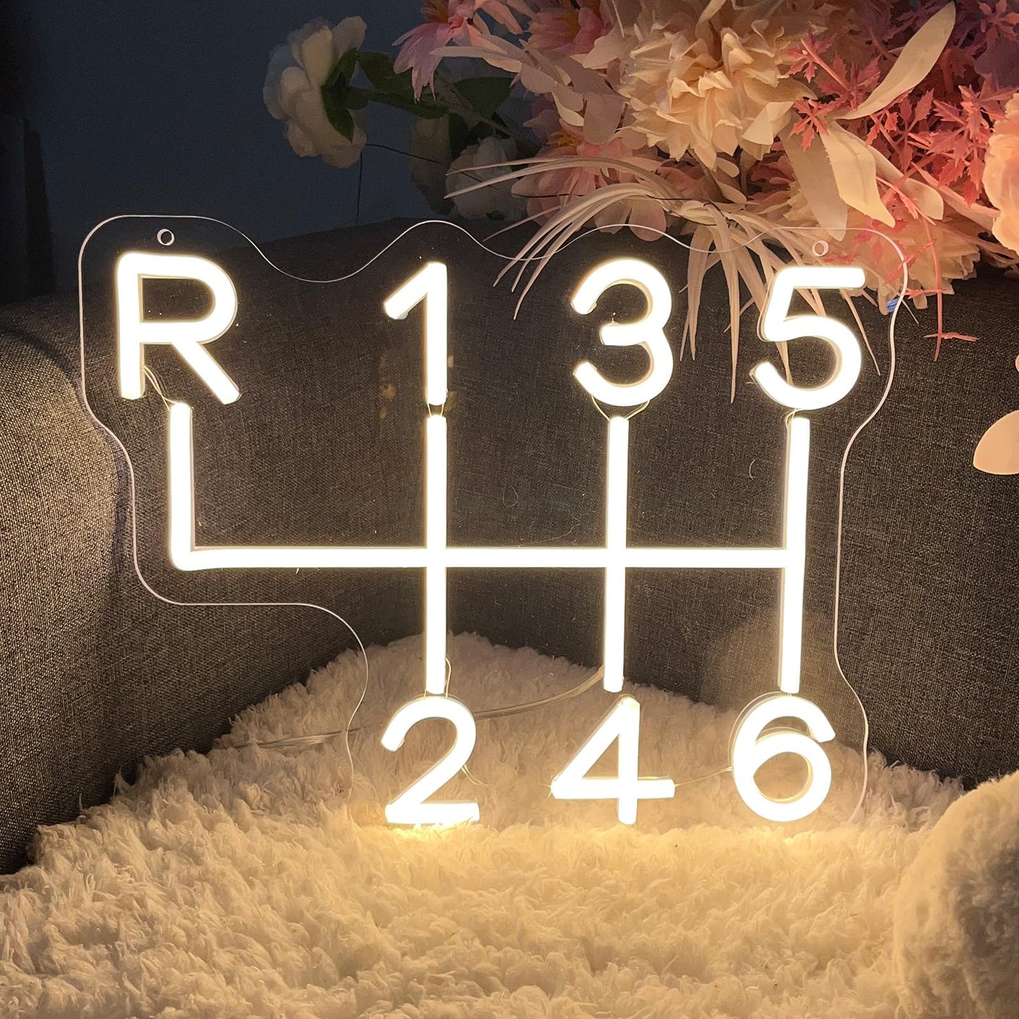 Car Gear Shift Neon Sign for Wall Decor Personalized Custom Shop Neon Light Signs Garage Logo Decor Led Name Business Gift Auto Room Garage Repair Shop Warm White 34×27.2 CM