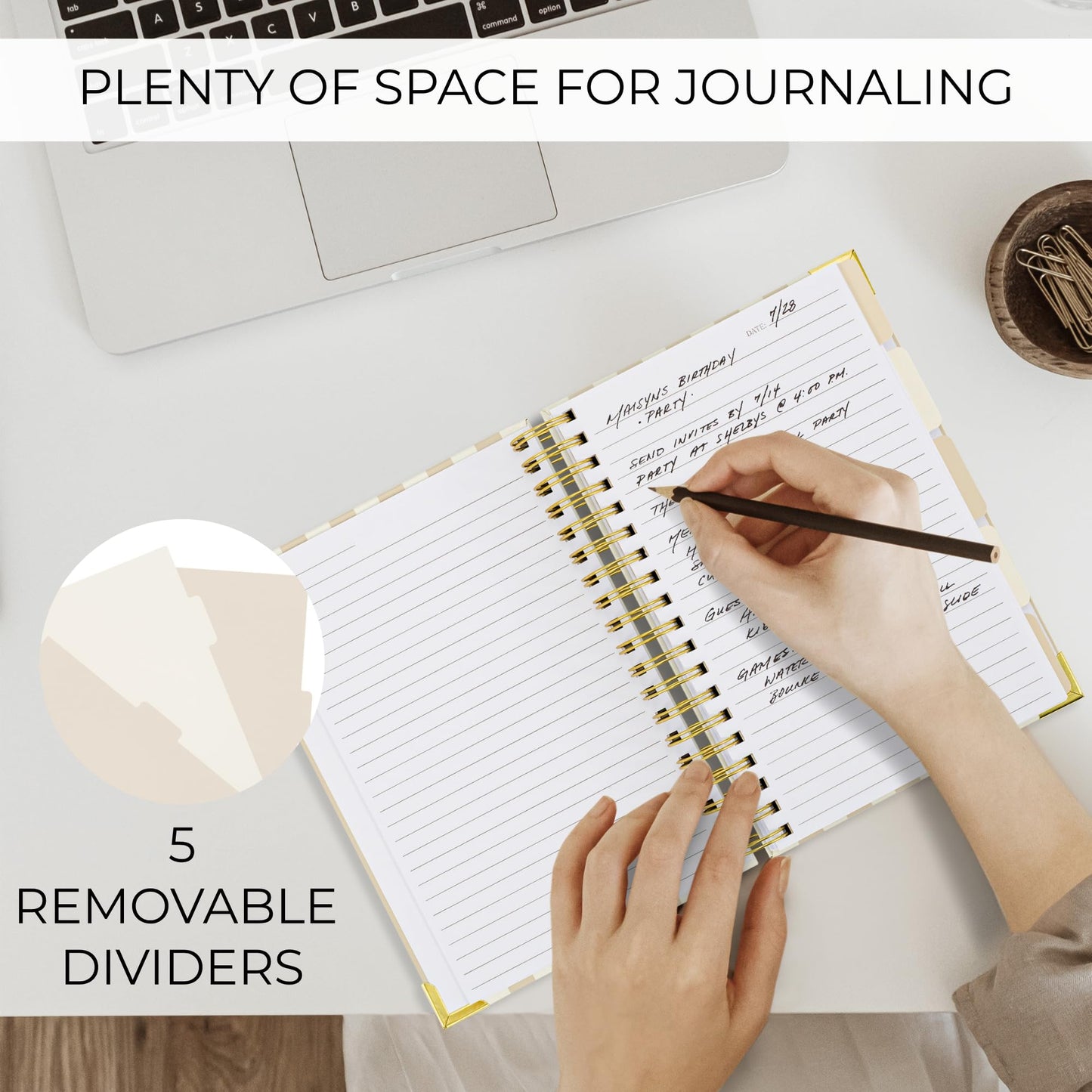 Aesthetic Thick Spiral Notebook With Tabs - Premium Journal For Women Size B5 - College Ruled Note Book With 300 Lined Pages and Dividers - Perfect For Writing And Staying Organized at Work or School