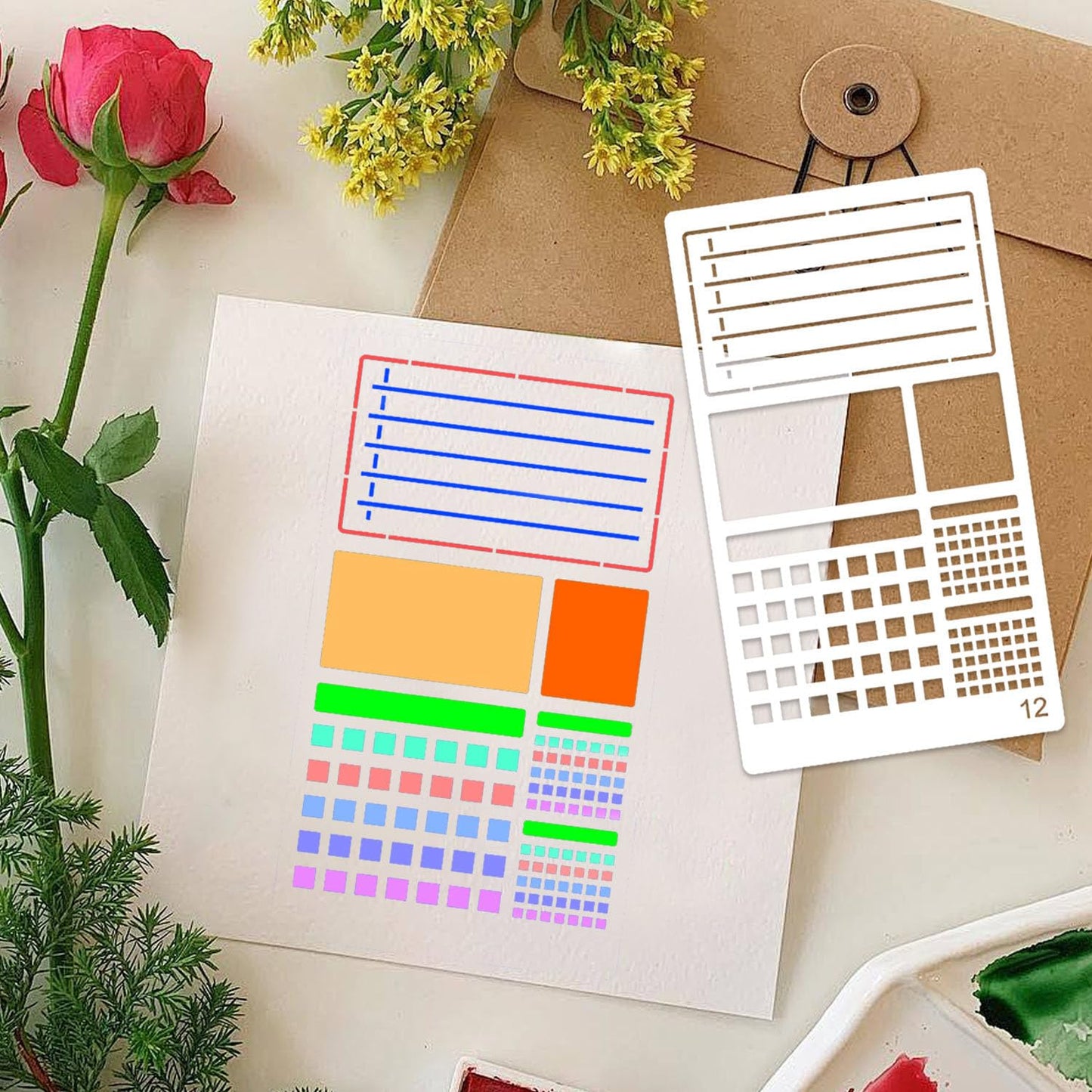 36 Pieces Journal Stencils for Bullet Dot Journaling Notebook Scrapbook, 4 x 7 Inch Planner Stencil DIY Drawing Templates Accessories Supplies Kit for Planners Cards Decorations (Journal)