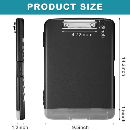 Epakh 4 Pcs Clipboard with Storage Plastic Nursing Clipboard with Pen Holder Folder Side Opening Storage with Low Profile Clip