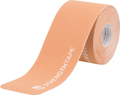 StrengthTape Kinesiology Tape - 16.4' (5m) Roll of 10" Precut Strips - Beige