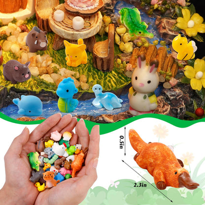 ywevyezc 42 Pcs Mini Resin Animals 42 Styles Resin Animals Figurines Bulk for Fairy Garden Miniature Dollhouse Accessories Hide Crafts Decor