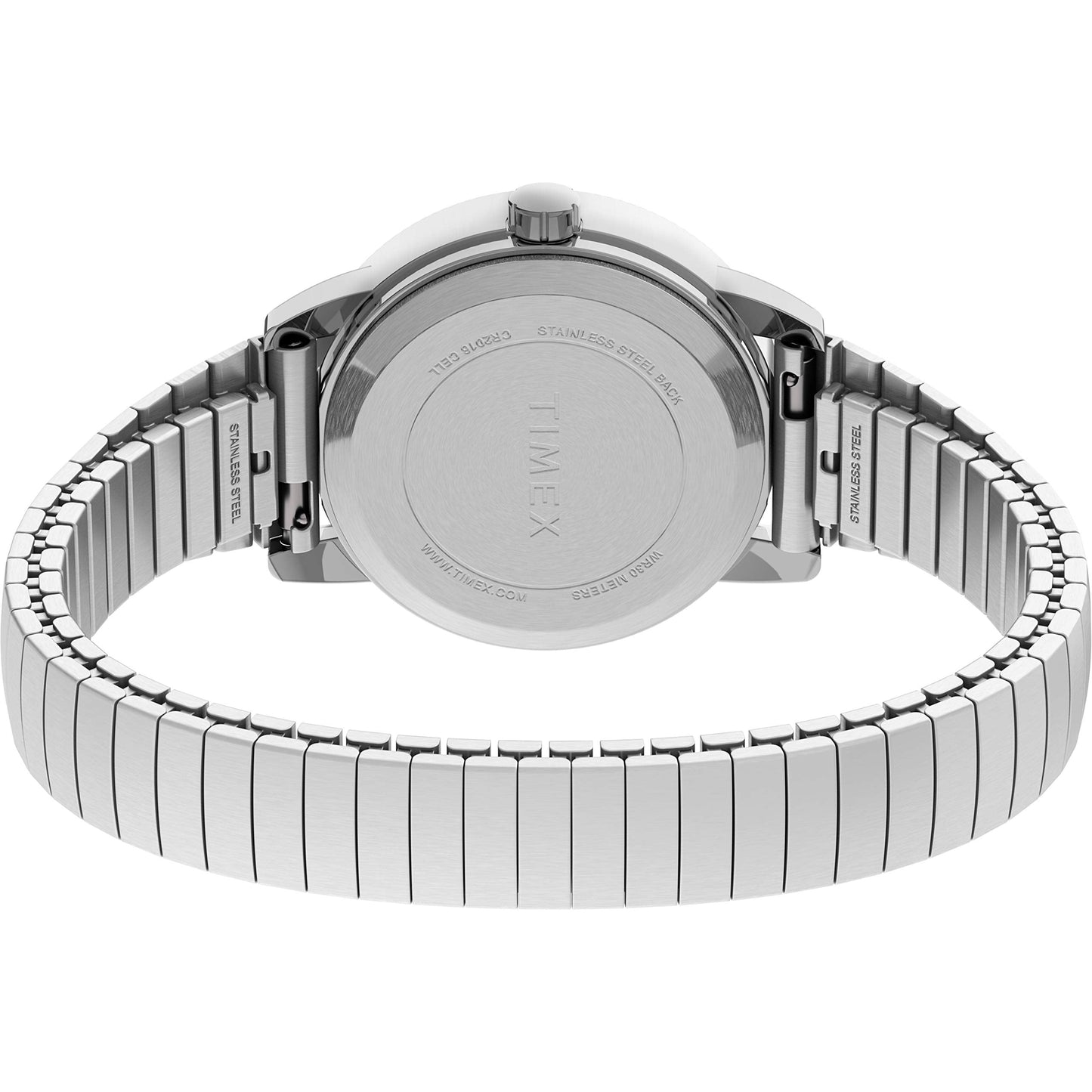Timex Women's Easy Reader 25mm Watch Box Set – Silver-Tone Case White Dial with Tapered Expansion Band + Black Leather Strap