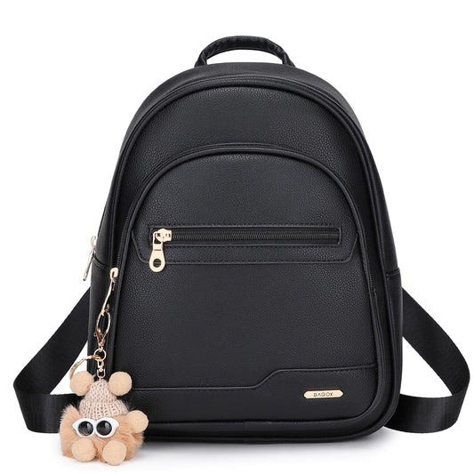 BAGOK Mini Leather Backpack Purse for Women, Small Backpack Purse with Cartoon Charm, Cute Fashion Bag for Girls