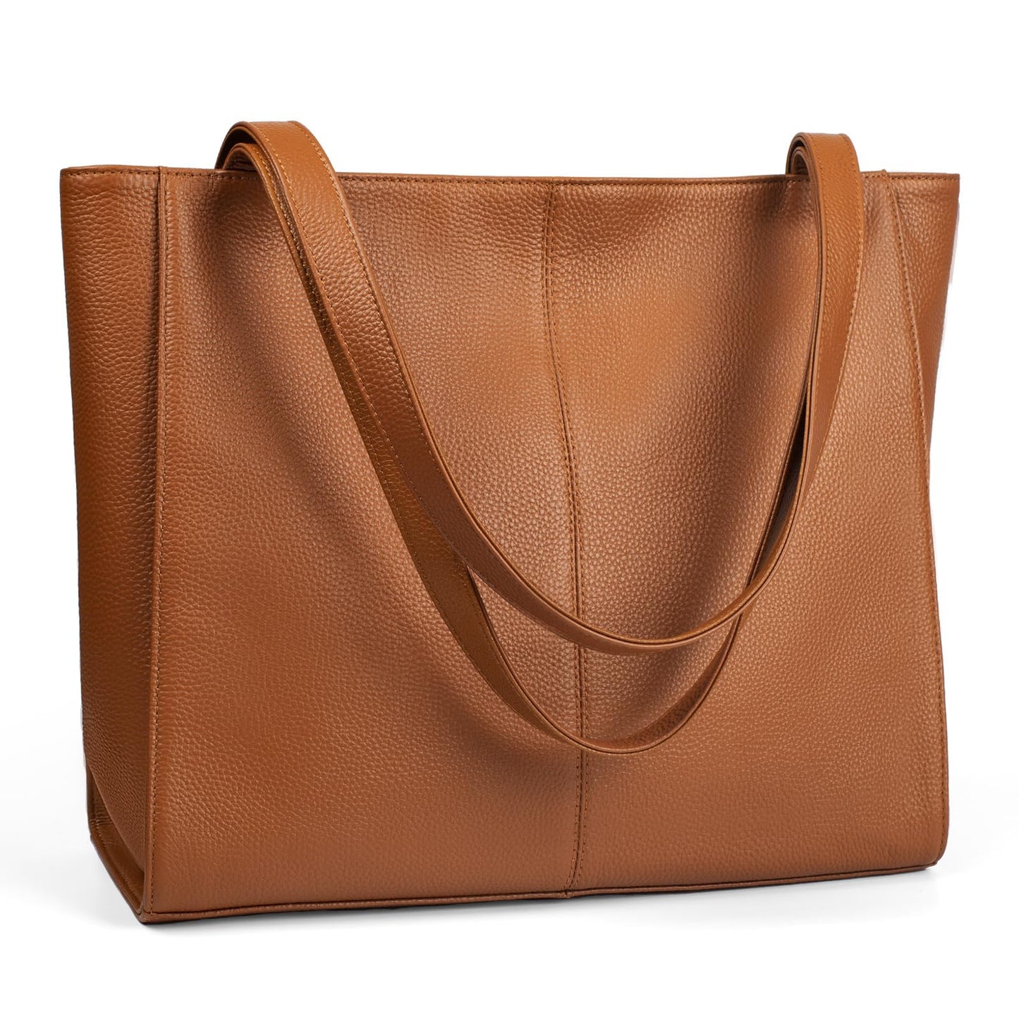 befen Real Leather Tote Shoulder Bags for Women Work, Women's Tote Bag Purses with Compartments for Daily and Travel Cognac Brown