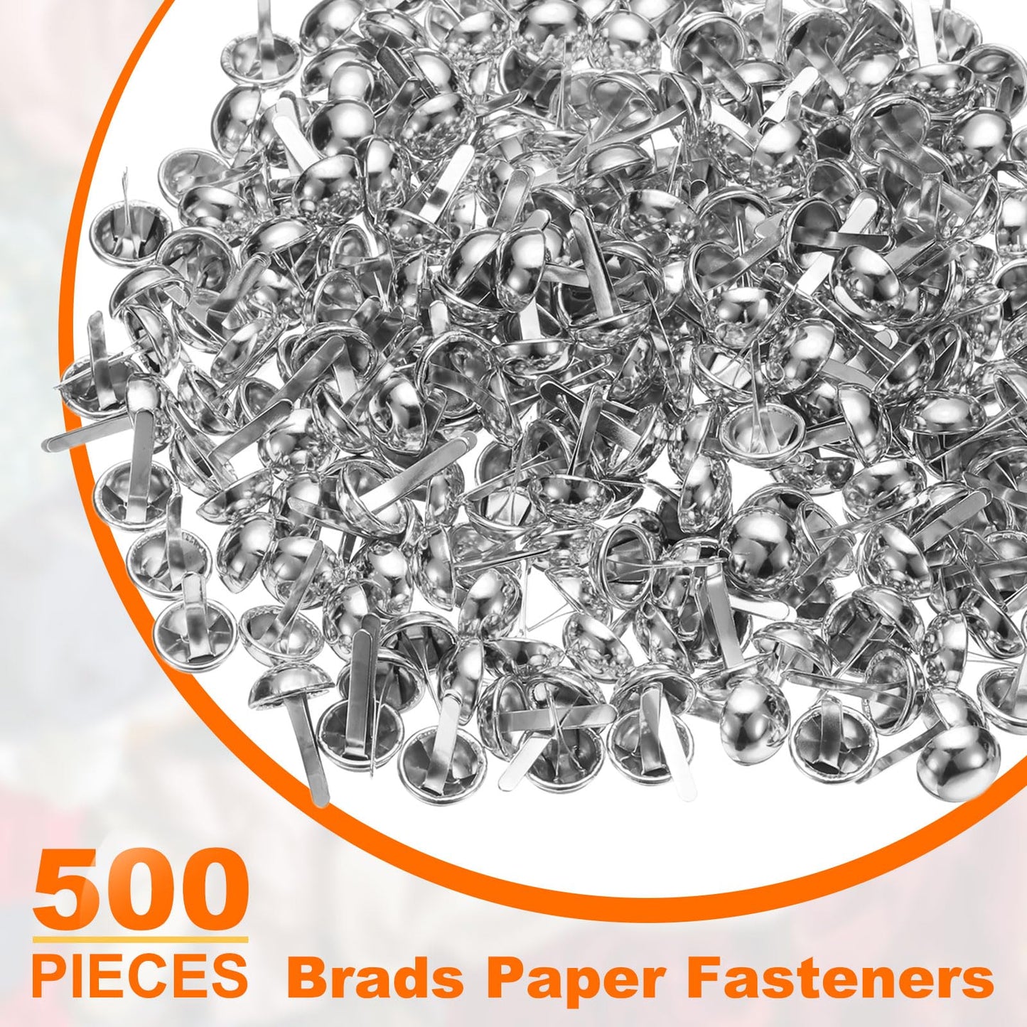 HARFINGTON 500pcs Brads Paper Fasteners, 10mm x 17mm Metal Paper Crafts Brads, Small Round Brass Split Pins for Children Crafting Decorative Scrapbooking DIY, Silver