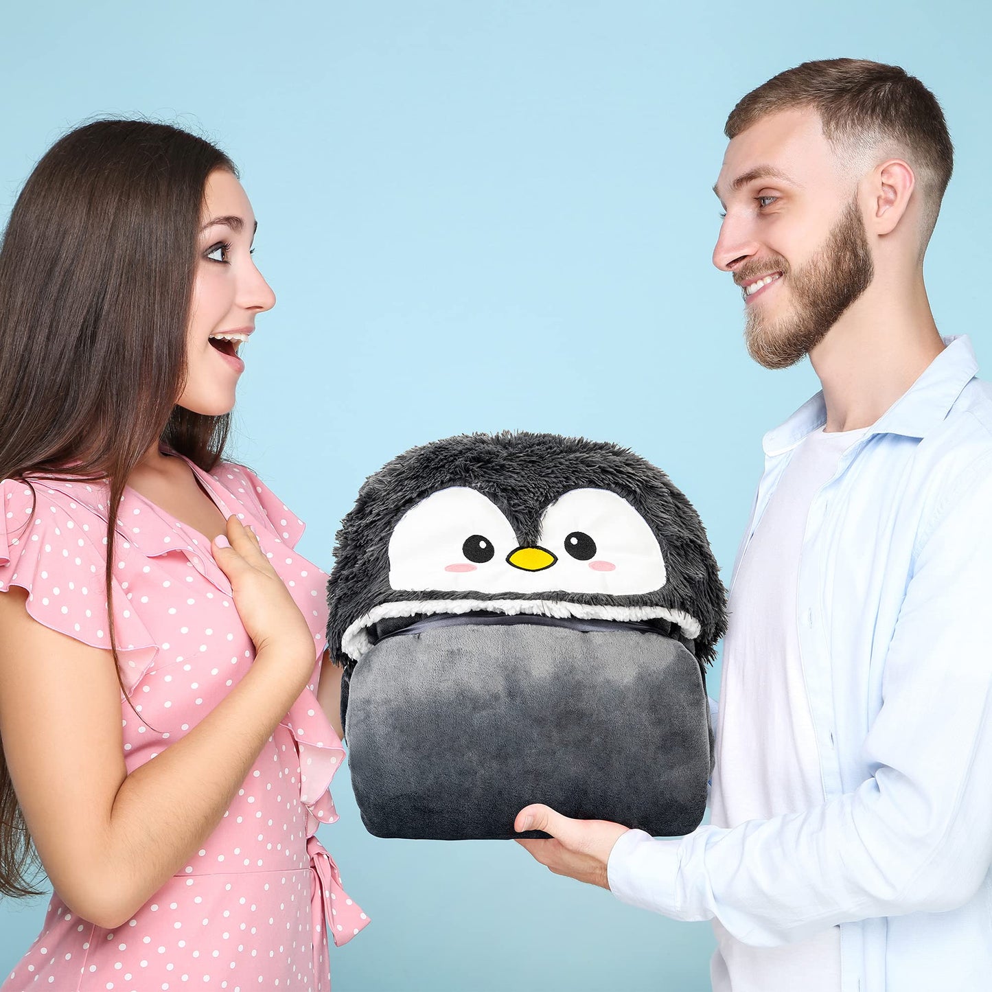 Penguin Wearable Hooded Blanket for Adults – Fuzzy Super Soft Warm Cozy Plush Flannel Fleece & Sherpa Hoodie Throw Cloak Wrap - Penguin Gifts for Women Adults Girls and Kids