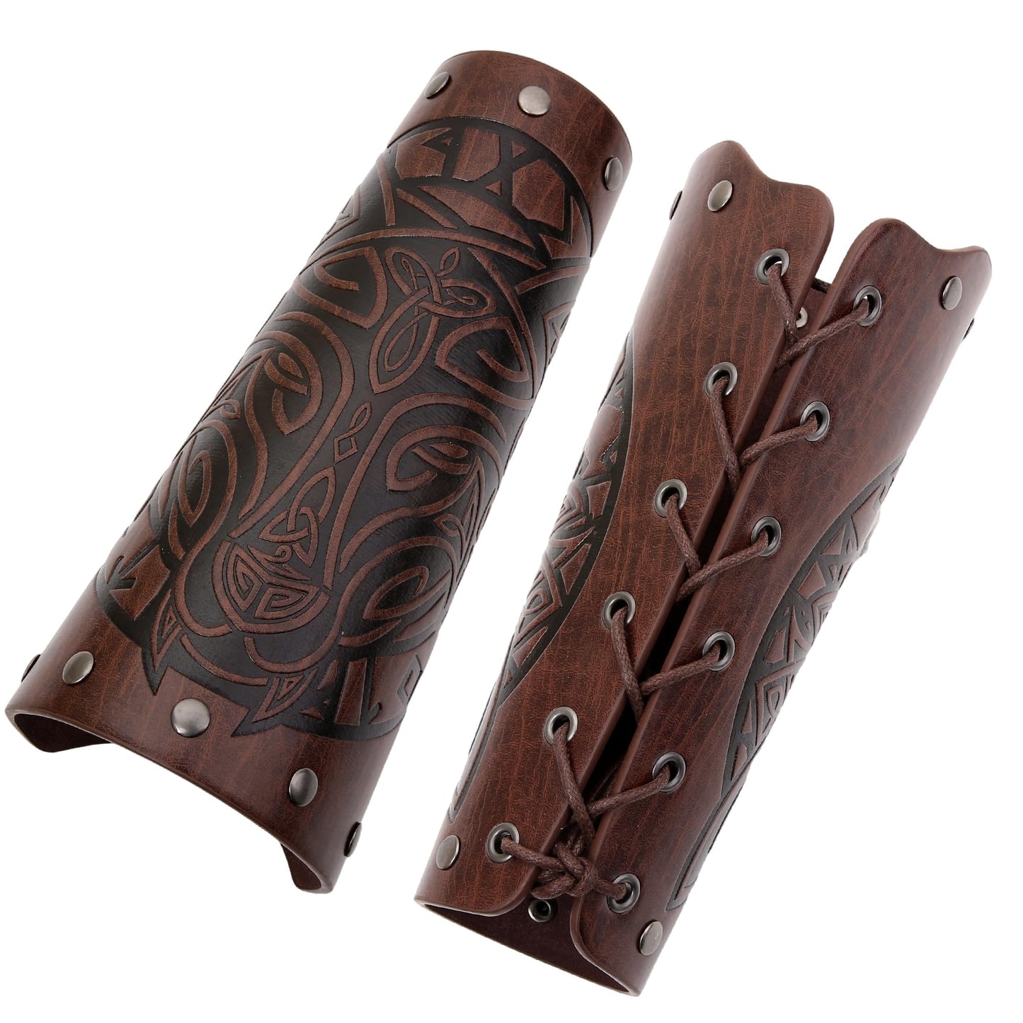 GelConnie Leather Arm Guards Medieval Leather Bracers Renaissance Arm Wraps Cosplay Wrist Guards Viking Bracers Faux Leather Arm Guards for Men