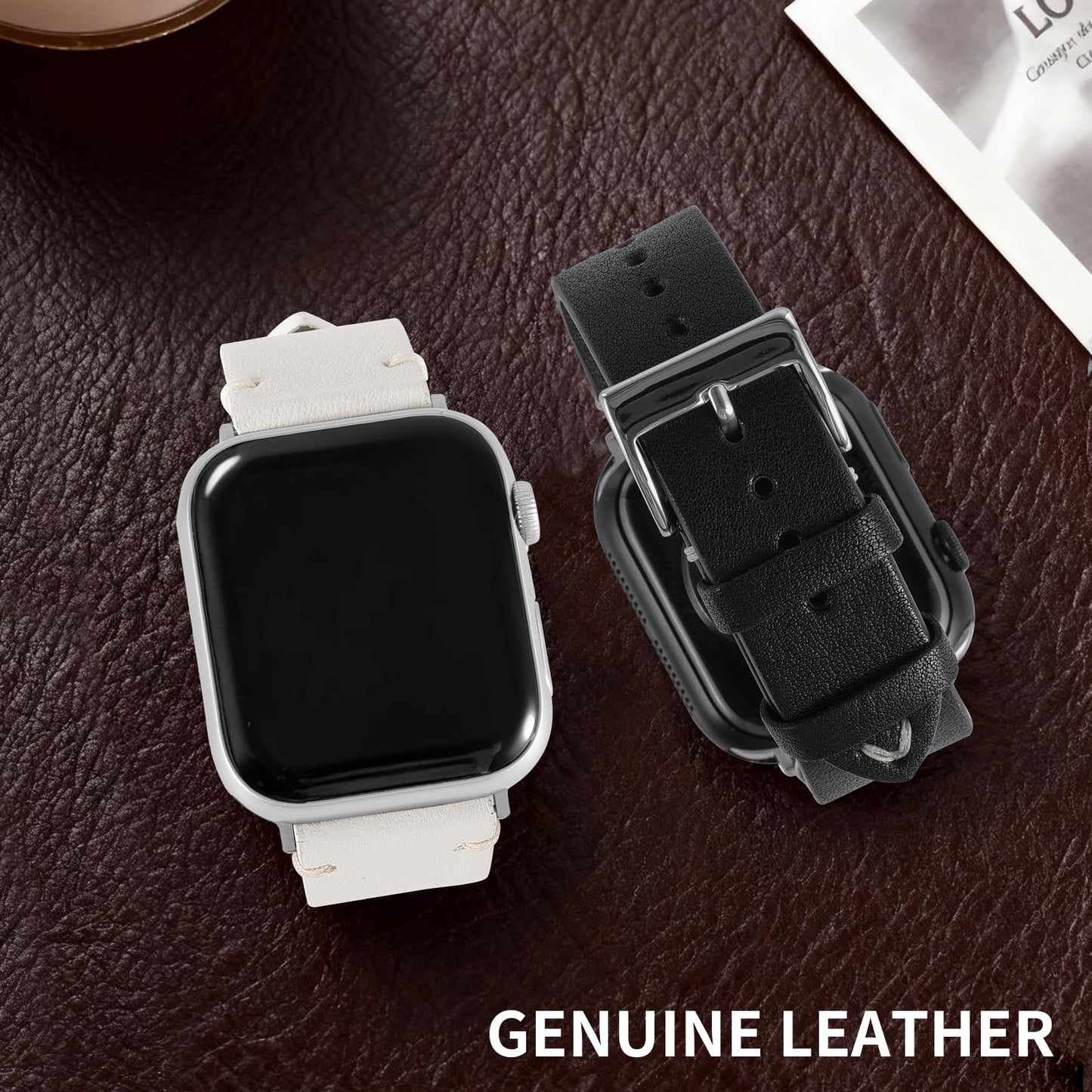 Top Grade Nappa Leather Bands Compatible with Apple Watch Band 44mm 45mm 46mm 49mm 42mm 41mm 40mm 38mm, Business Casual Watch Replacement Straps for Men Women iWatch Ultra SE 11 10 9 8 7 6 5 4 3 2 1
