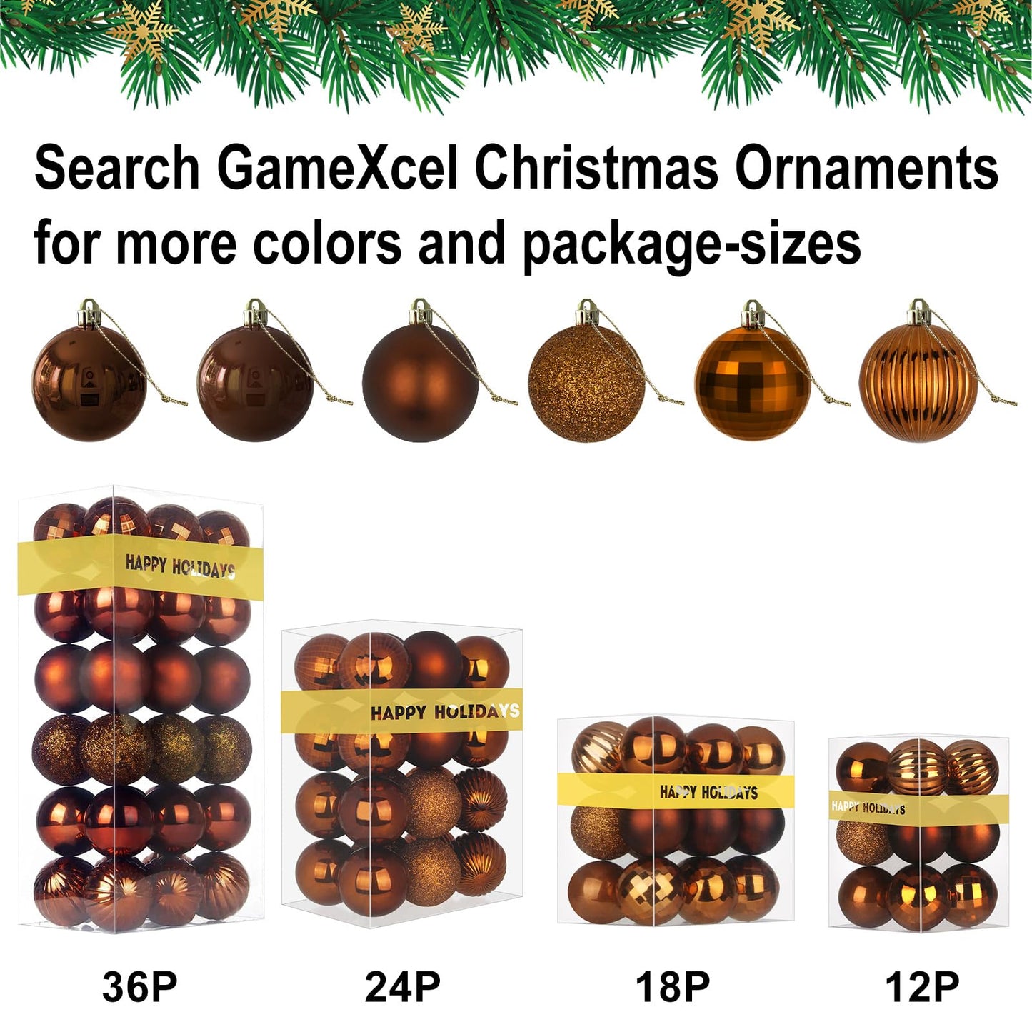 Bronze 4.0" Large Christmas Balls - Christmas Tree Decoration Ornaments Shatterproof Hanging Balls for Birthday Halloween Holiday Wedding Decorations Set of 4pcs