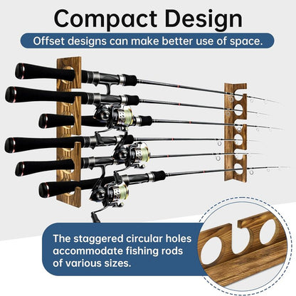 Fishing Rod Holders - Wall or Ceiling Mounted Rack for Up to 6 Fishing Poles | Garage Organization Solution