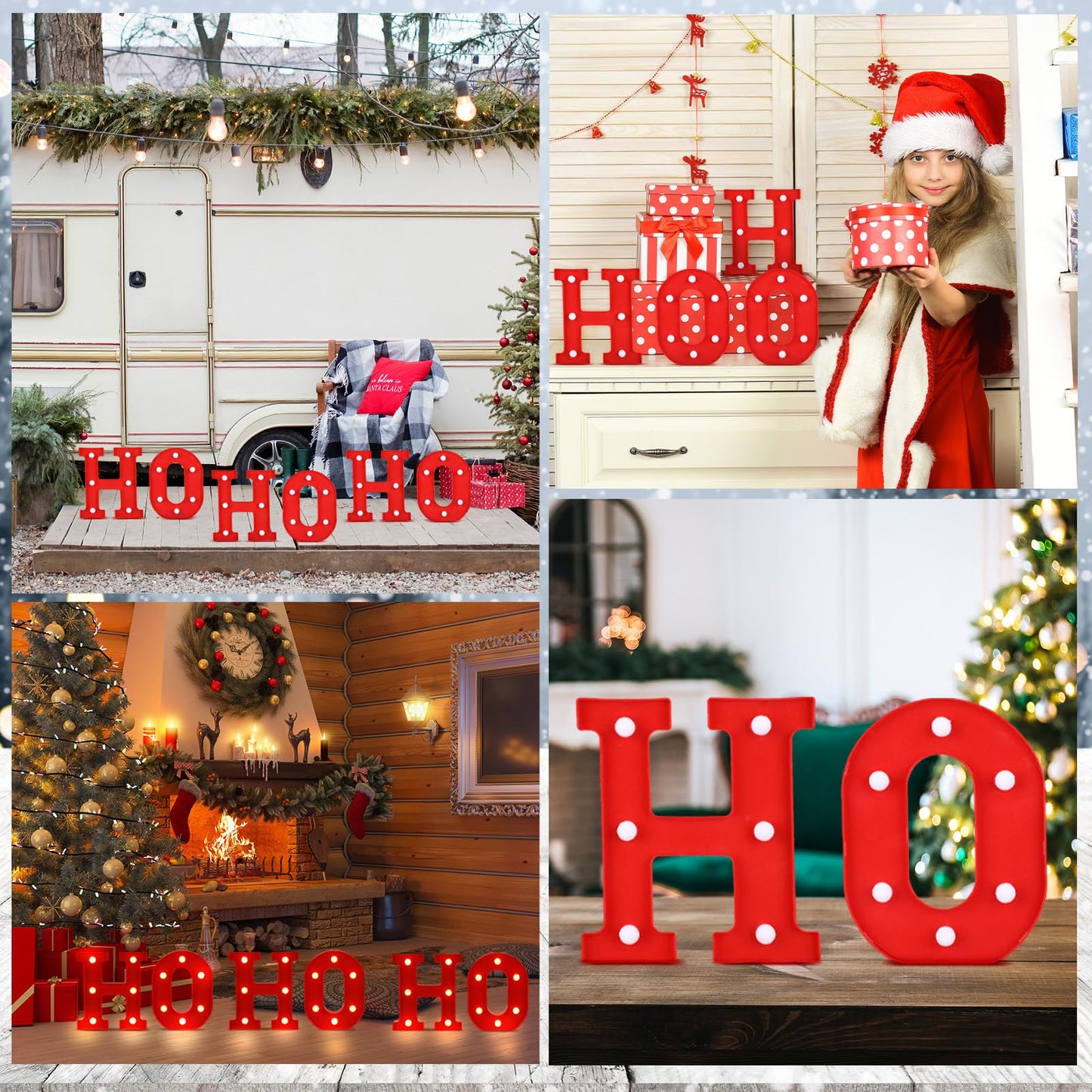 VIHOSE Christmas LED Letter Lights Sign Table Indoor Decoration Light up Letters Battery Powered Letter for Home Bar Christmas Party Bedroom Tabletop Indoor Decoration Gift (HOHOHO)