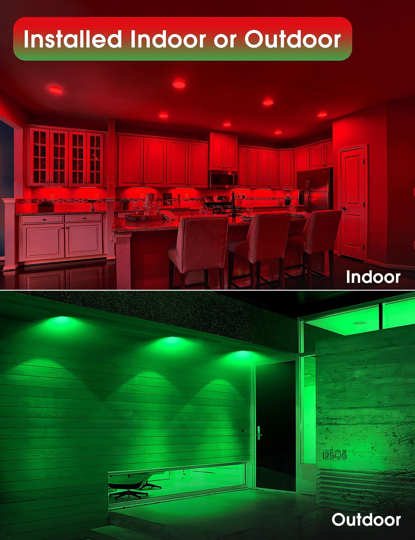 Fulighture Red and Green Light Bulbs 【2 Pack】, Par38 LED Red Green Flood Light Bulbs Outdoor for Christmas Decor 15W E26, Christmas Light Bulb Porch Home Lighting, Non-Dimmable