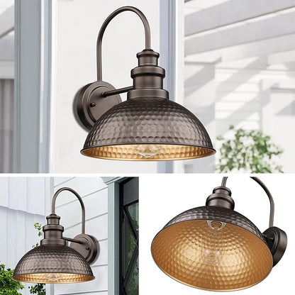 Casia Outdoor Farmhouse Barn Lights, Rustic Outdoor Wall Sconce, Exterior Wall Lights, Front Door Mounted Lighting Fixture,Vintage Gooseneck Lighting (Oil Rubbed Bronze, 4 Pack)