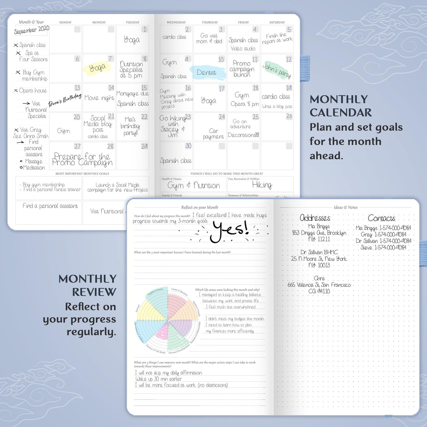 Legend Planner – Undated Weekly & Monthly Life Planner to Hit Your Goals & Live Happier, Organizer Notebook & Productivity Journal, A5 (Periwinkle, Gold)