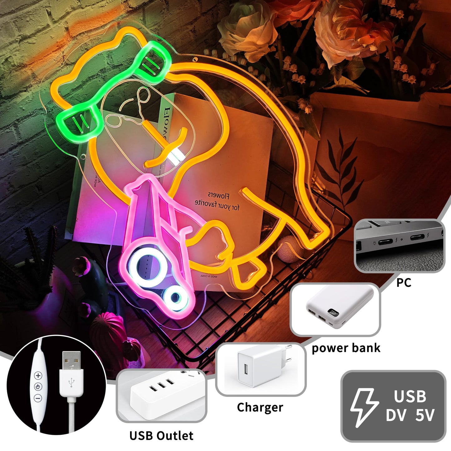 Capybara Neon Signs for Wall Decor, Dimmable Capybara Night Light for Boys Girls Bedroom Birthday Party Decor Gifts, LED Neon Light Sign for Man Cave Game Room