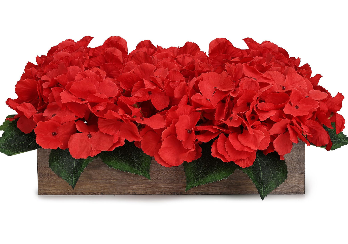 Scawim Flower Table Centerpiece, Artificial Hydrangea Arrangements Centerpieces Fake Flowers Decor Wood Tray with Faux Flower Wedding Bouquets Room Kitchen Farmhouse Indoor Office Party(Red)
