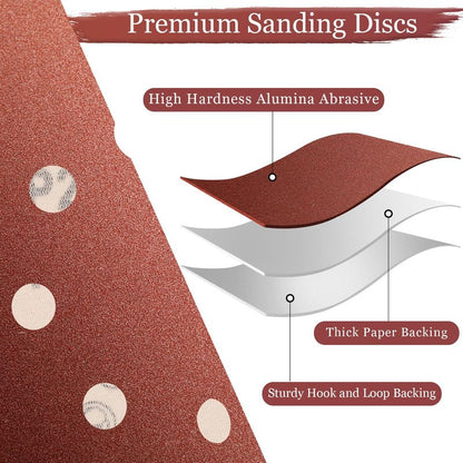 Szarint 5 Inch Sanding Discs Hook and Loop, 70 PCS 8 Hole Sandpaper Include 120, 240, 320, 400, 600, 800, 1000 Grit for Random Orbital Sander