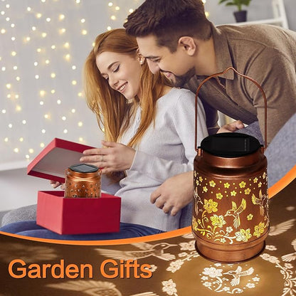 Solar Lanterns Outdoor Waterproof Hummingbird Garden Decor Birthday Gifts for Women Mom Grandma Hanging Solar Lights Metal Solar Decoration Outside for Yard,Patio,Backyard,Porch