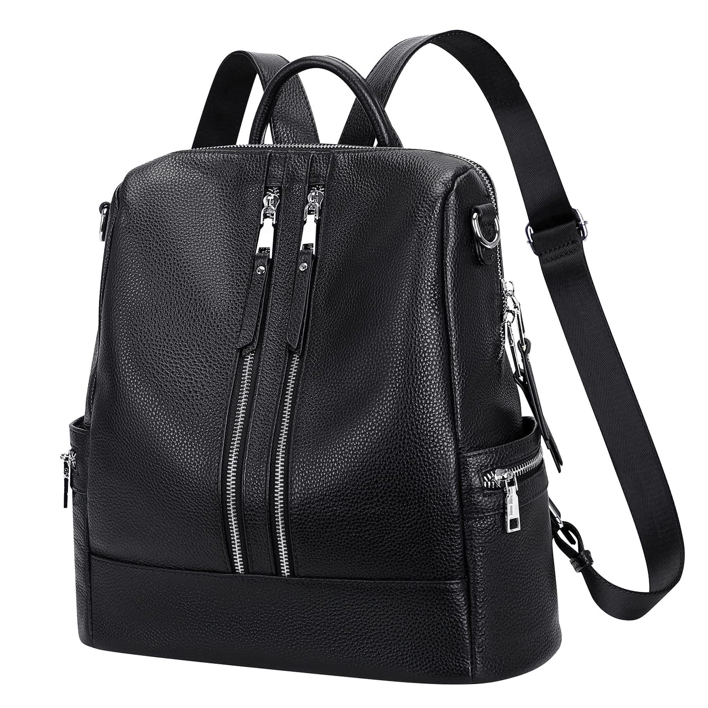 ALTOSY Genuine Leather Backpack Purse for Women Convertible Shoulder Bag Crossbody Bag Elegant Casual Daypacks (S77 Black)