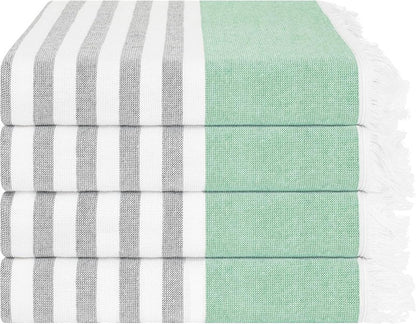 Peshtemal Beach Towels - 100% Cotton Lightweight Quick-Dry Sand-Free | 35"x60", Green