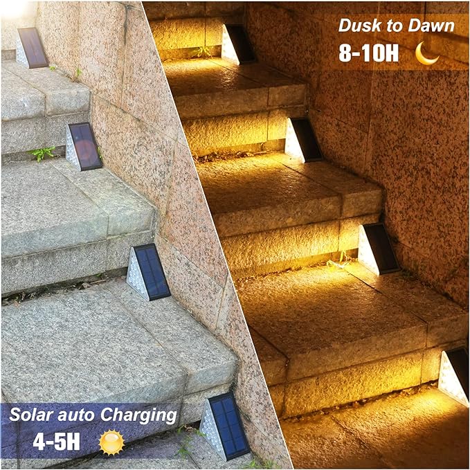 VOLISUN Solar Step Lights for Outside, Solar Stair Lights Outdoor Waterproof IP67, LED Outdoor Step Light, 80 Lumen, Deck Light for Outside Step, Front Porch and Patio(Black,24 Pack)