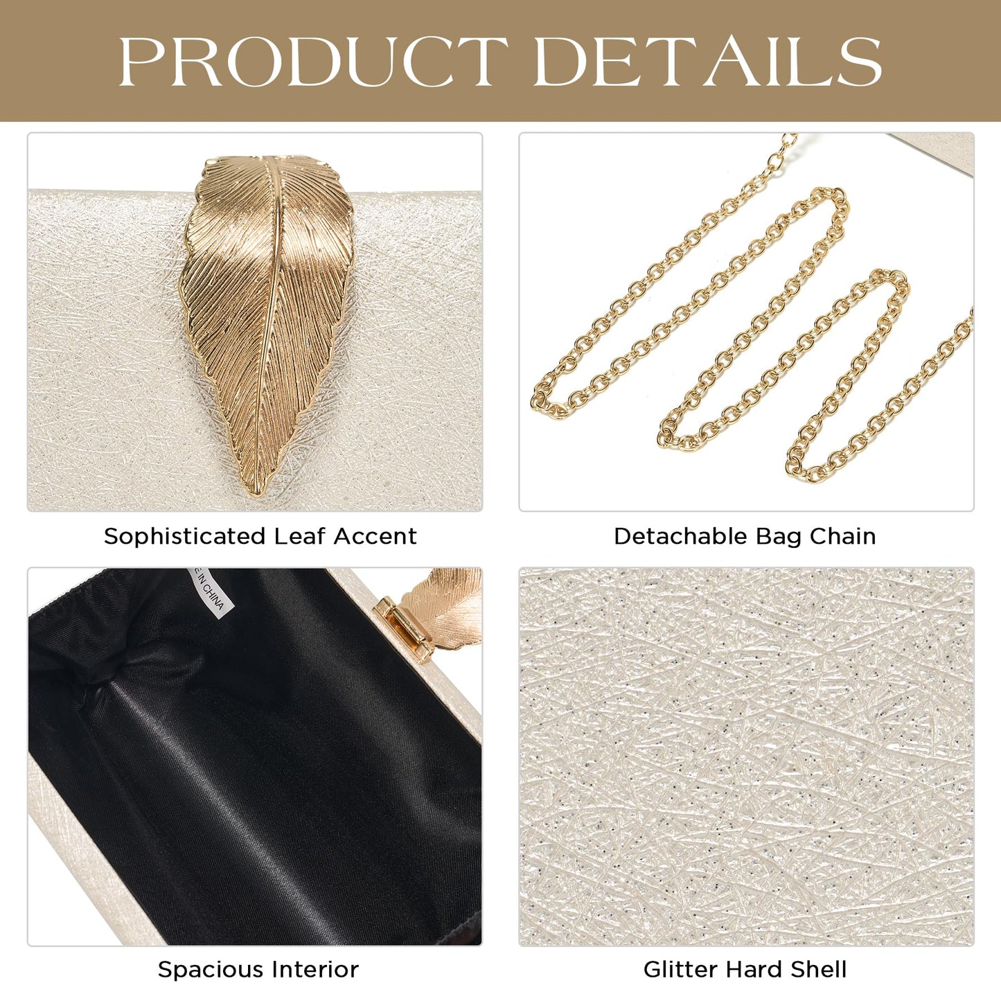 SWEETV CHUNLI Glitter Clutch Purses for Women Elegant Evening Bag for Parties, Weddings, and Formal Events