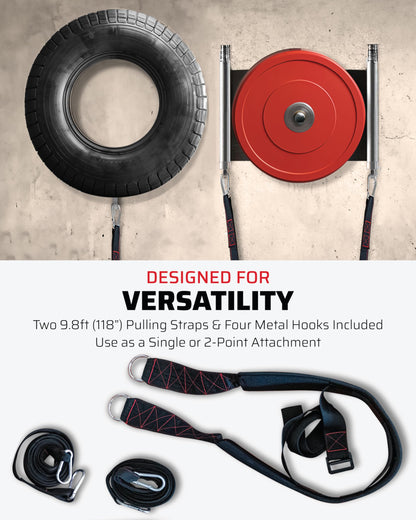 THEFITGUY Sled Pulling Belt, Adjustable Closure, 2 Straps & 4 Hooks - for Multidirectional Resistance Training, Strength and Agility