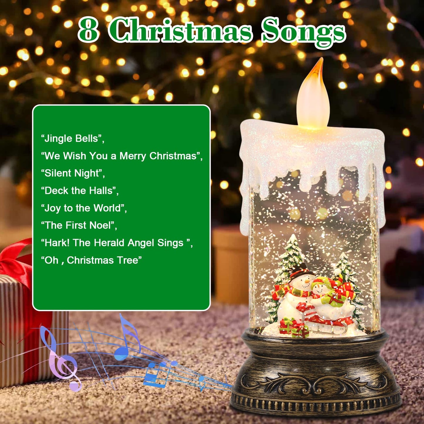 Eldnacele Musical Snow Globe Lantern with Timer Battery Operated & USB Powered Lighted Snowman Singing Snow Globe Christmas Decor