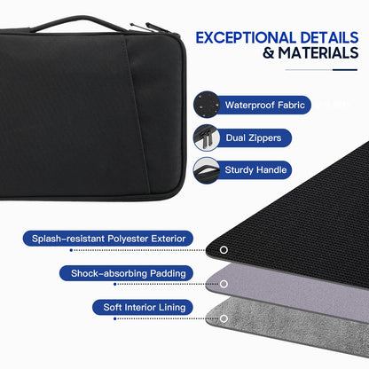 TiMOVO 9-11" Tablet Sleeve Bag for iPad 11-inch A16 2025, iPad 10.9"/10.2"| Air 11 Inch/5th/4th Gen. 10.9", Galaxy Tab A9+/A11Plus 11", Protective Bag with Pockets, Black