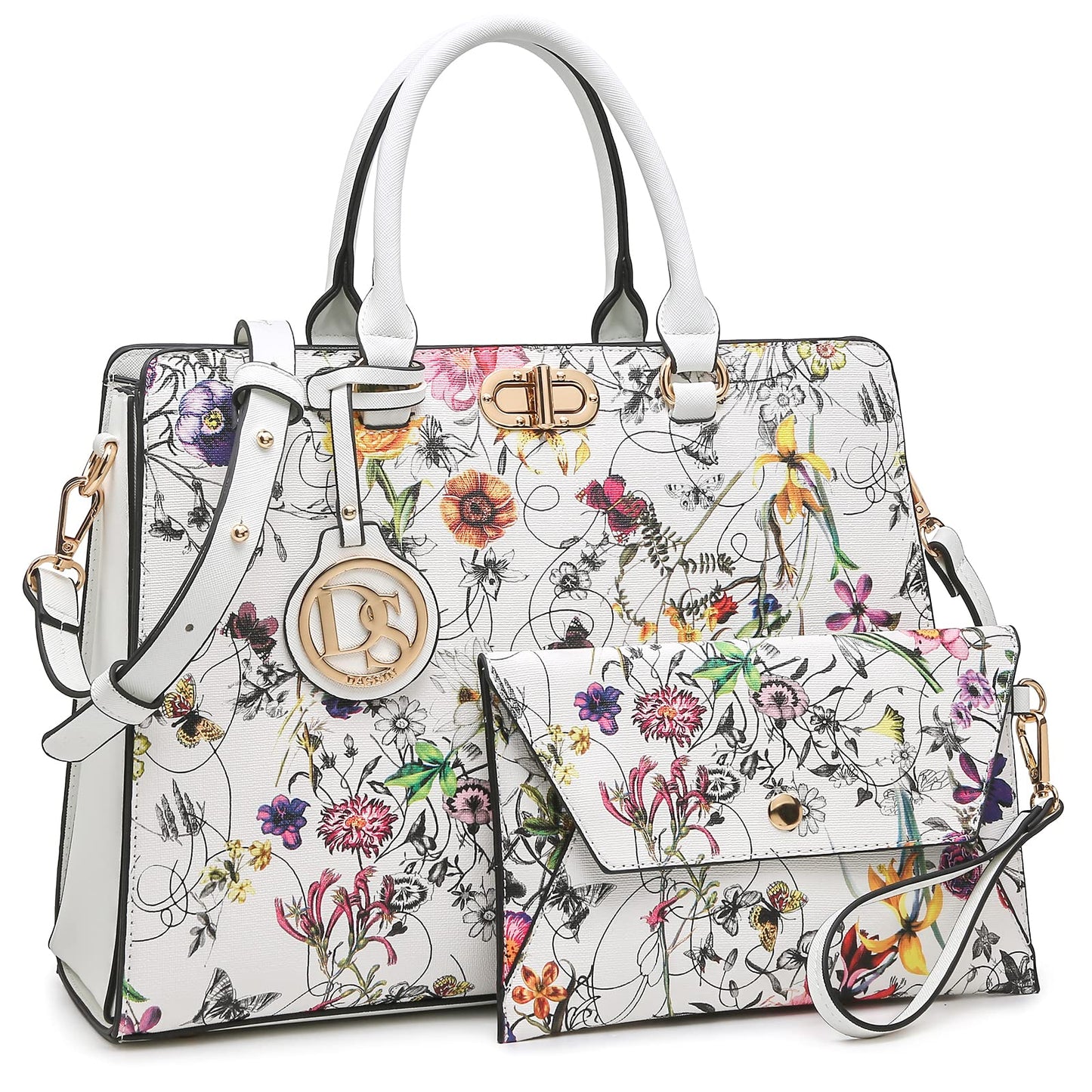 Dasein Women Handbags Purses Ladies Work Purse Satchel Tote Top Handle Shoulder Bags with Matching Clutch