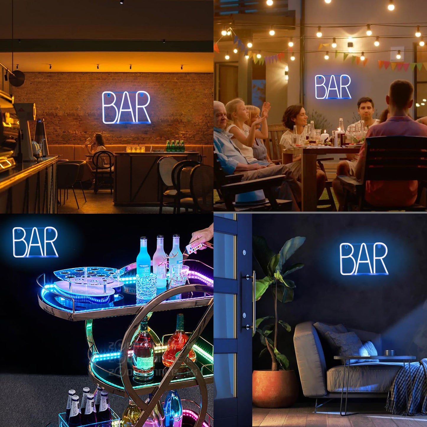 Neon Bar Signs For Home Bar, Led Party Wall Decor Usb Powered Man Cave Neon Light For Bar Cart Decor, Bistro, Club, Pub, Business, Valentine Gifts (Blue)