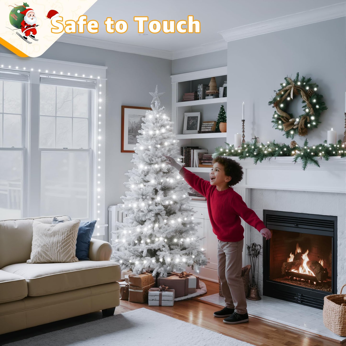 Ollny Christmas Lights Cool White, 600LED 197FT Christmas Tree Lights IP67 Waterproof, Plug in Fairy Lights with Remote 8 Modes Timer, Xmas Light for Outdoor Indoor House Holiday Decor