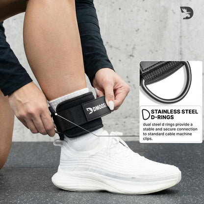 DMoose Ankle Strap for Cable Machine - One Size Fit with Premium Padding, Workout Kickback Ankle Cuffs, Ankle Bands for Working Out, Booty Workouts, Leg Extension, Hip Abductors & Lower Body Exercises