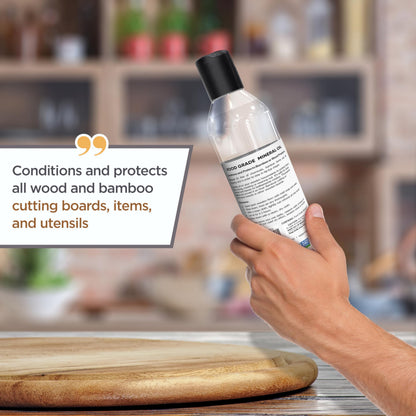 Food Grade Mineral Oil for Cutting Boards - 12 oz Lemon Enriched Butcher Block Oil & Wood Conditioner for Bamboo, Teak, Utensils, Marble, Soapstone, Restores & Protects, Made in USA