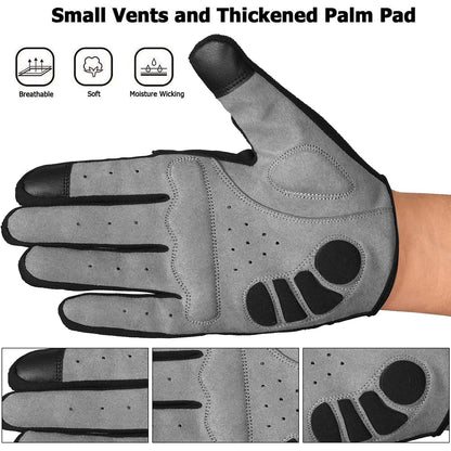 WESTWOOD FOX Cycling Bike Gloves for Men Full Finger BMX Biking Mountain for Grips - Bicycle Touchscreen MTB Gloves Padded Anti-Slip Riding Women Wheelchairs Road Cycling (Black, M)