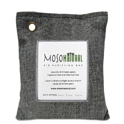 Moso Natural Air Purifying Bag 200g | Premium Bamboo Charcoal Odor Absorber for Home & Car | Closet Odor Eliminator, Small Room Deodorizer & Car Air Freshener | Long Lasting Charcoal Bags Cover 90sqft