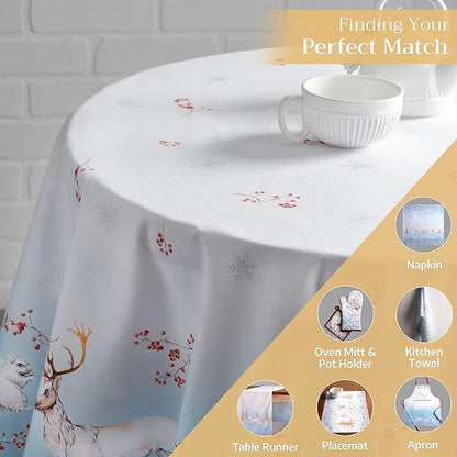 Maison d' Hermine Table Cloth Round Table 100% Cotton 69 Inches Fall Tablecloth Reusable Everyday Use for Thanksgiving Christmas Decorations Dining Farmhouse Party (Fairy Tale Forest)