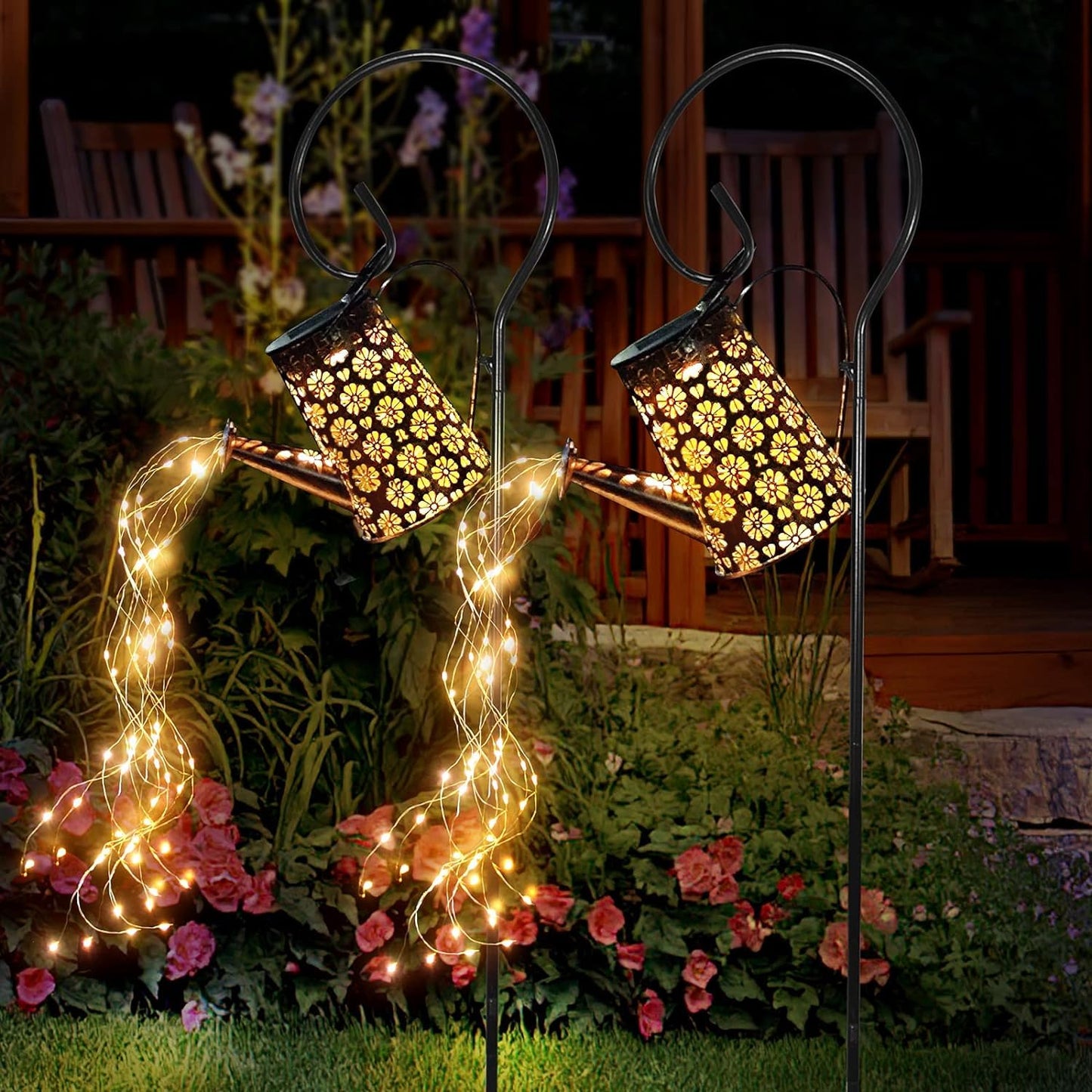 WDLFCGC 2 Pack Solar Watering Can with Lights,Solar Outdoor Garden Decor Waterproof Hanging Lantern Landscape Lights Outside Decorations for Yard Lawn Patio Gardening Gifts.