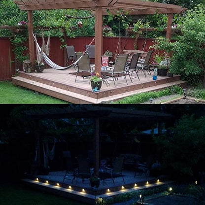 LED Outdoor Deck Lights Kits, Φ1.38in Warm White 20 Pack Bronze, Low Voltage 12 Volt DC IP65 Waterproof, Electric Wired Recessed Stair Step Riser Mini Under Landscape Lighting for Outside Yard