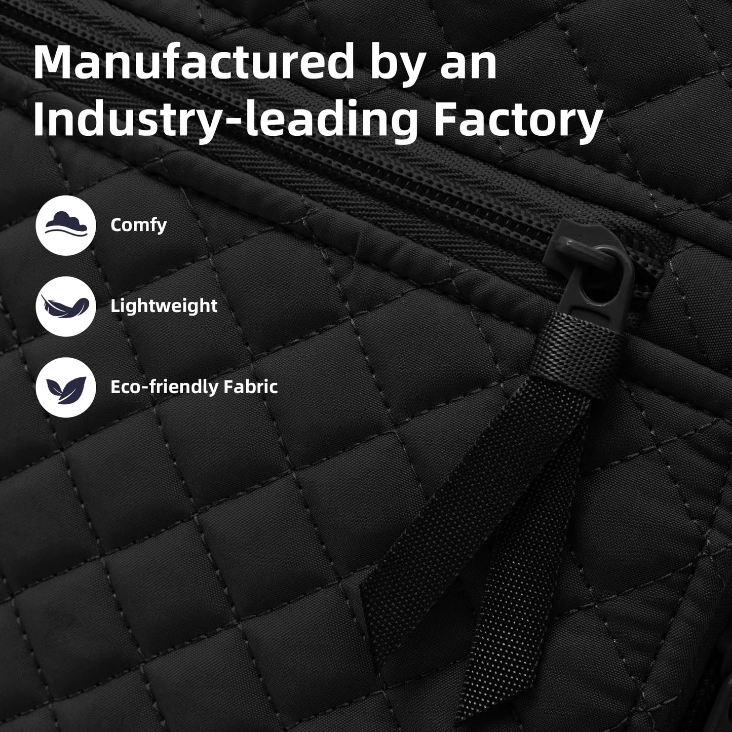 RosaRubus Backpack for Women,College Backpack,Quilted Casual Daypack,Waterproof Bookbag for 15.6Inch Laptop (Black)