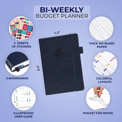 Clever Fox Bi Weekly Budget Planner – Undated Financial Organizer Book – Expense Tracker, Budgeting & Bill Notebook, A5 (Blue)